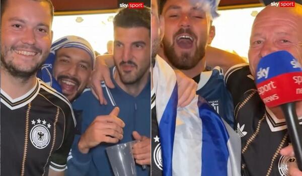 Έλληνες οπαδοί «κράσαραν» ζωντανή μετάδοση του Sky Sports και πανηγύριζαν με Γερμανούς image