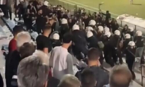 Άγριο ξύλο μεταξύ ΜΑΤ και οπαδών στον τελικό Κυπέλλου Ερασιτεχνών Αχαΐας thumb