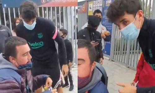 Ο Τρινκάο βγήκε από το αυτοκίνητο για μια σέλφι με ανάπηρο φίλαθλο της Μπαρτσελόνα (vid) thumb