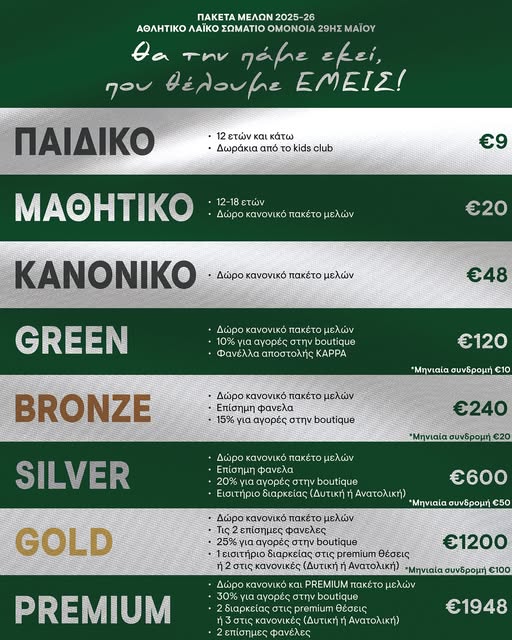 Νέα πακέτα μελών και έναρξη εγγραφών thumb